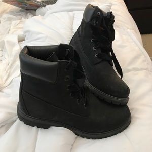 Black Timberlands with Velvet Laces